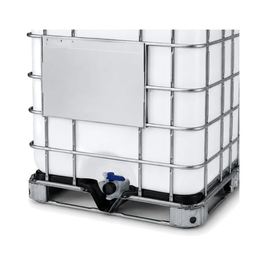 Auslaufhahn des IBC-Containers aus der Nähe
